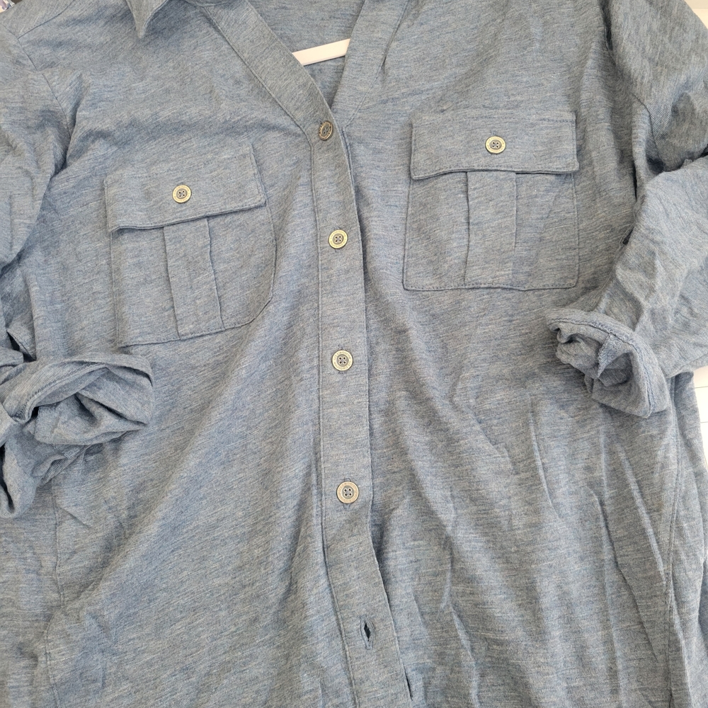 Liz Claiborne Heather Blue Button Down Shirt